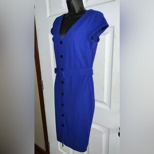 Brand New w/Tags EXPRESS Dress Royal Blue Fitted Belted Stretchy size Medium